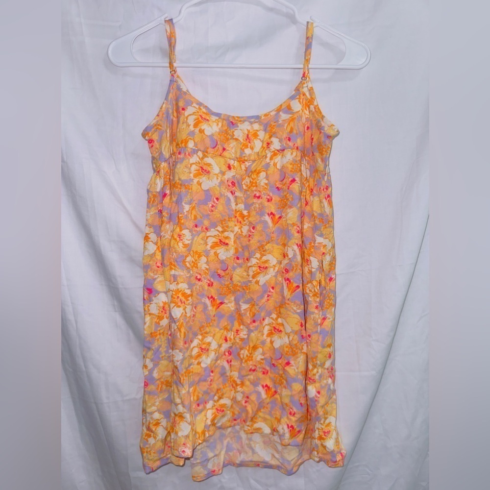 Wild Fable NWT Orange Floral Print Sleeveless Mini Slip Dress size XXS - Picture 5 of 5